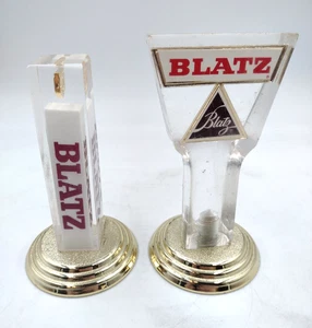 Lot of 2 Vintage Blatz Beer Tap Handles Acrylic Lucite Paddle Rectangle - Picture 1 of 2