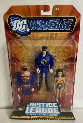 Justice League Unlimited Superman Blackhawk Wonder Woman 3 Pack, New & Sealed - Image 1 of 4