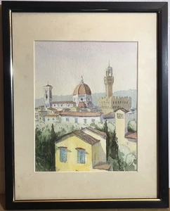 Vintage Original Aquarell "Firenze Kathedrale" 9,5" x 7,5" - Bild 1 von 10