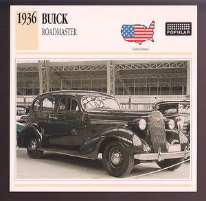1936 Buick Roadmaster Sedan American Car Photo Spec Sheet Info Stat ATLAS CARD - Picture 1 of 1