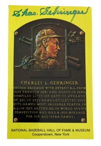 Charlie Gehringer Signed Auto Baseball Hall Of Fame HOF Plaque PSA/DNA (B59) - Picture 1 of 2