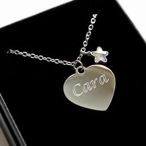 Engraved Necklace Heart Pendant Personalised Jewellery Birthday Gifts Boxed