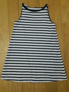 Girls Lands End Navy/White Stripe A-line Dress 16Plus - Picture 1 of 3
