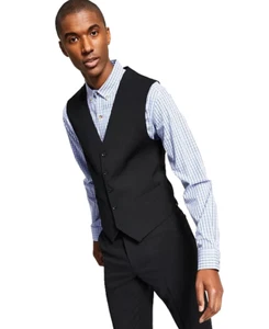 Tommy Hilfiger Men’s Modern Fit Wool Stretch Suit Vest Black Medium $125 - Picture 1 of 4