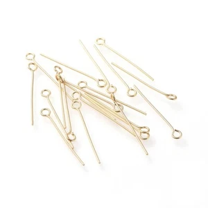500pcs Stainless Steel Eye Pins 18k Gold Plated for Beaded Charms Dangles Making - Picture 1 of 2