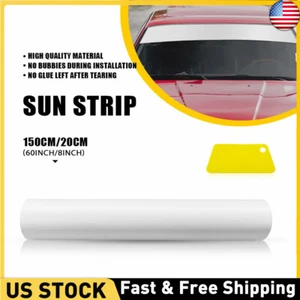 Matte White Sun Visor Strip Windshield Banner Vinyl Long Lasting 60x8'' Blank - Picture 1 of 12