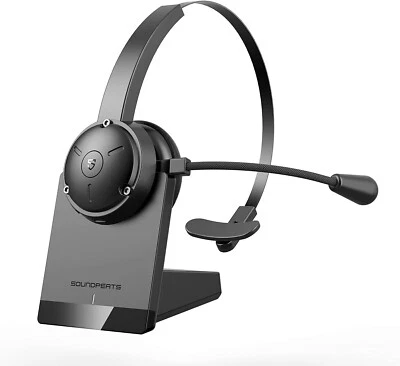 SoundPEATS A7 Bluetooth Headset with Mic & Charging Dock AI Noise Cancelling - Image 1 of 4