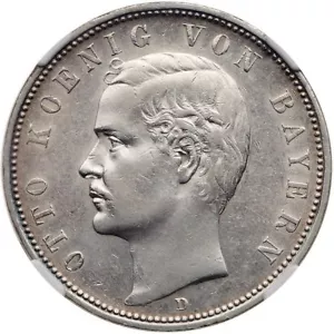 GERMAN STATES BAVARIA 1896-D 5 MARK COIN, LIGHTLY CIRCULATED NGC CERTIFIED XF45 - Picture 1 of 4