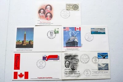 5 FDC First Day Covers Canada Parliament Constitution Treaty of Paris 1977-1984 - Image 1 of 4