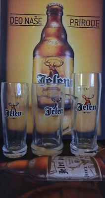 Jelen Pivo Bierglas 0,5l Bier Apatin Serbien Hirsch