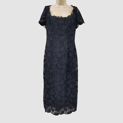 Monique Lhuillier Women Blue Silk Lace Embroidered Cape Gown Dress Size 14 - Image 1 of 3