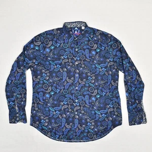 Robert Graham Men's Button Shirt Paisley Cotton Blend Blue Size M Classic Fit - Picture 1 of 8