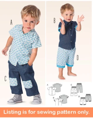SEWING PATTERN Sew Toddler Baby Boys Clothed Clothing - Shirt Shorts Pants 9436 - Image 1 of 3