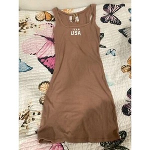 SKIMS Size Large Team USA Sienna Tan and White Olympic Tank Mini Dress NWT - Picture 1 of 7