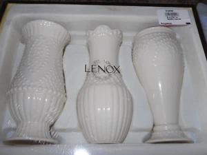 Lenox Perlen Knospen Vase 3er Set Weißgold getrimmt Floral 5" Handarbeit Neu im Karton - Bild 1 von 7