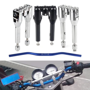 8"+1" Handlebar Riser w/Blue 1-1/4" Handlebar For Harley Sportster Softail Dyna - Picture 1 of 13