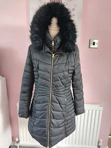 Womens Winter Coat 16 Black Puffer With Hood By LAUNDRY Double Zipper VGC - Picture 1 of 9