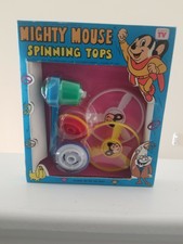 VINTAGE MIGHTY MOUSE SPINNING TOPS TOY NEW RARE FIGURE PACKAGE ANTIQUE 