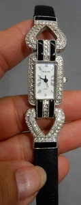 PEDRE womens Quartz wrist watch Pave Crystal Accents & Black Enamel - Picture 1 of 7