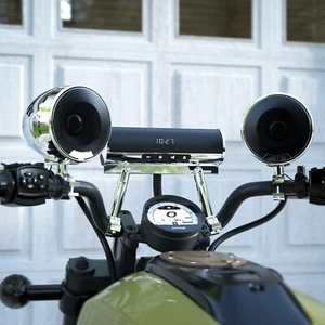 Waterproof Bluetooth Motorcycle Stereo Speaker Soundbar Audio MP3 System Chrome - Picture 1 of 9