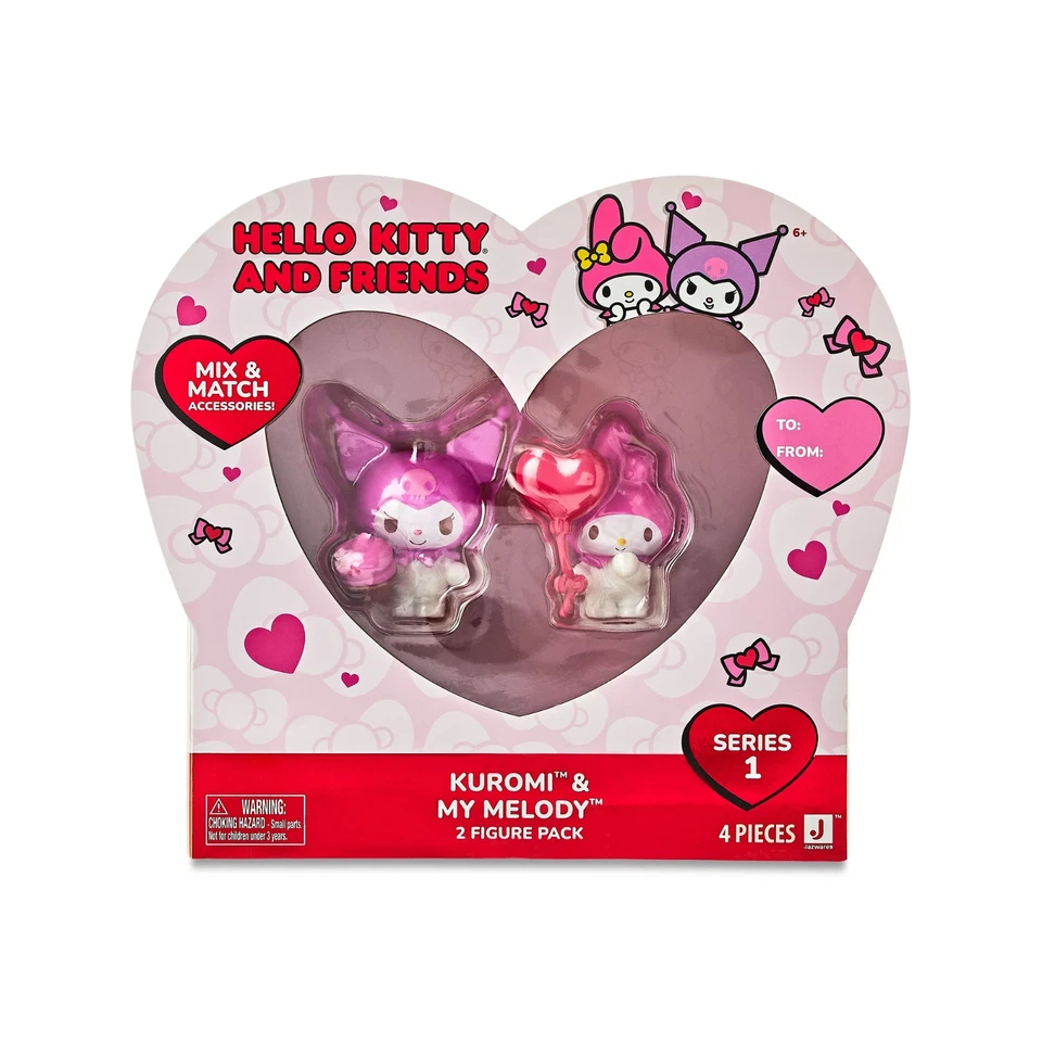 Hello Kitty & Friends KUROMI & MY MELODY Valentine's Mini Figure 2 Pack NEW - Image 1 of 1