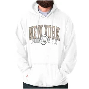 Retro Popeye the Sailor Man New York Varsity Hoodie Hooded Sweatshirt Men Women - Picture 1 of 7