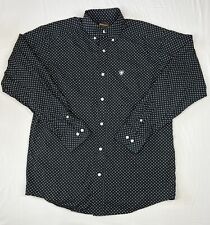 Ariat Boy Button Up Shirt M Black Geometric Logo Embroidered Long Sleeve Collar