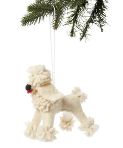 Adorno de fieltro de caniche blanco hecho a mano colgante todo el año - Imagen 1 de 1
