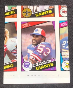 Harry Carson 1984 Topps Football Trading Card Uncut Panel Card Miscut Error - Bild 1 von 2