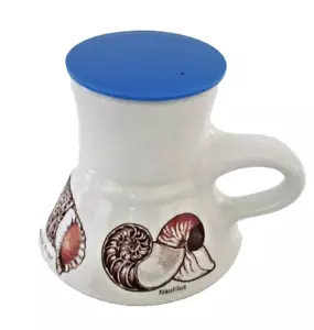 Vtg 1980s Feltman Langer Seashell Shells No Spill Travel Mug California Beach - Picture 1 of 7