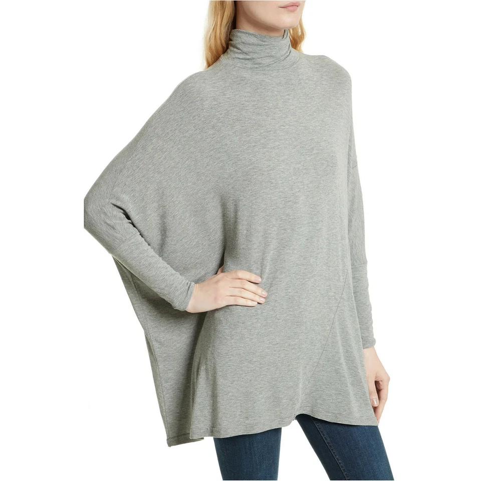 People Womens Gray Oversized Heathered Turtleneck Top Shirt XS BHFO 6152