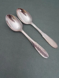 2pc Georg Jensen Mermaid Hammered Silverplate Soup or Place Spoons - Picture 1 of 3