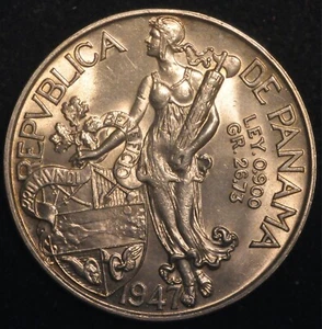 Panama Balboa 1947 26.73g .900 Silver (T117) - Picture 1 of 2