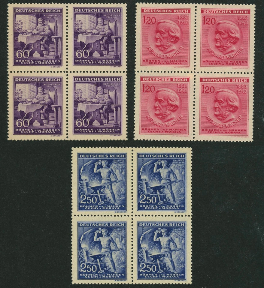Bohemia & Moravia #85-87 Richard Wagner 1943 German Occupied Czechoslovakia MNG - Image 1 of 1