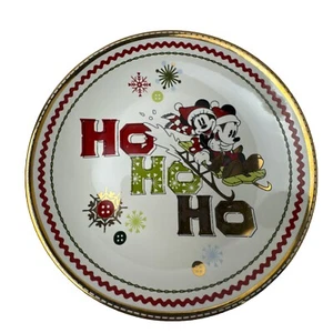 Disney Store Navidad Vacaciones Mickey & Minnie Mouse 6.5" Plato "HO HO HO" - Imagen 1 de 13