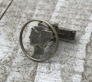 Mercury Dime Silver Coin Cufflink Replacement Single Vintage Dress Suit - Picture 1 of 4