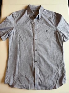 French connection Short Sleeve Shirt Slim Fit Cotton Canvas Button Up blue M - Picture 1 of 7