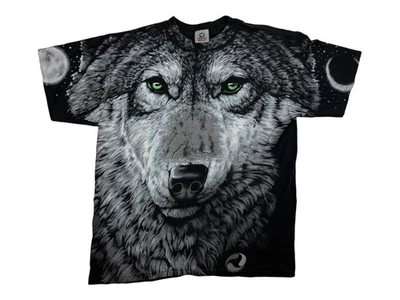 Liquid Blue Wolf Shirt Vintage 90’s AOP All Over Print Size Large Two Sided - Image 1 of 4