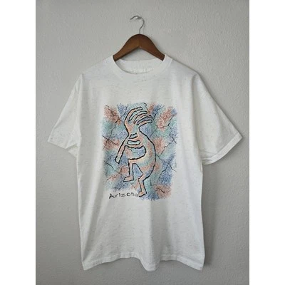 Camisa vintage Arizona kokopelli Southwestern multicolor L blanca moteada camiseta años 90 Foto 1 de 4
