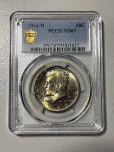 Medio dólar Kennedy 1964 D graduación profesional MS67 losa fresca - Imagen 1 de 12