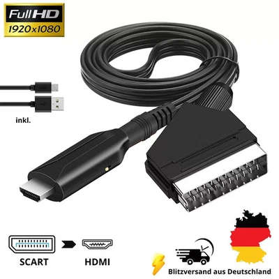 SCART to HDMI Adapter Cable 1m Converter Full HD Video Audio for TV DVD - Bild 1 von 4