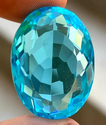 AAA+++ Large Swiss Blue Topaz 114.80 Ct. Oval Cut Loose Gemstone Gift for Women - Image 1 of 4