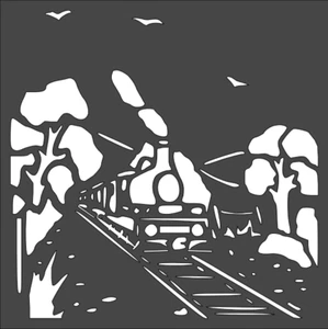 12"x12" Clear Plastic Stencil - Train (SA141) - Picture 1 of 2