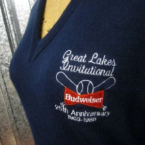 GREAT LAKES INVITATIONAL small sweater Budweiser sewn logo 1963-1988 baseball - Picture 1 of 2