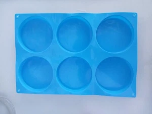 Big Round Silicone Mold For Soap, Ice, Cookies,or Small Round Cakes Blue Shallow - Picture 1 of 4