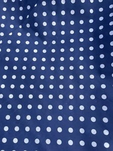 White Polka Dot Print on Navy Blue Polycotton Cotton Blend Fabric 60" by yard - Picture 1 of 5