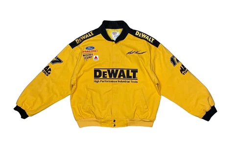 Rough Racing Men’s XL Nascar Matt KENSETH Dewalt Twill Yellow Jacket Full Zip Cover