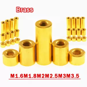 Threaded Sleeve Stud Round Connector Nut Brass Long Nuts M1.6M1.8M2M2.5M3M3.5 - Picture 1 of 6