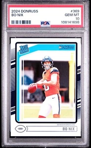 2024 Panini Donruss Bo Nix #369 PSA 10 GEM MINT MT Rated Rookie RC Broncos - Bild 1 von 2