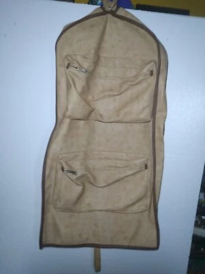 Vintage Leather Garment Travel Bag , light tan w dark trim.  2ft x 3 1/2ft  - Image 1 of 4